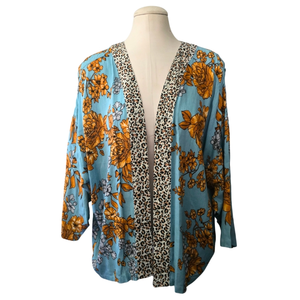 ANTHROPOLOGIE Andersen & Lauth Zoe Leopard-Trimmed Kimono One Size - Picture 5 of 9